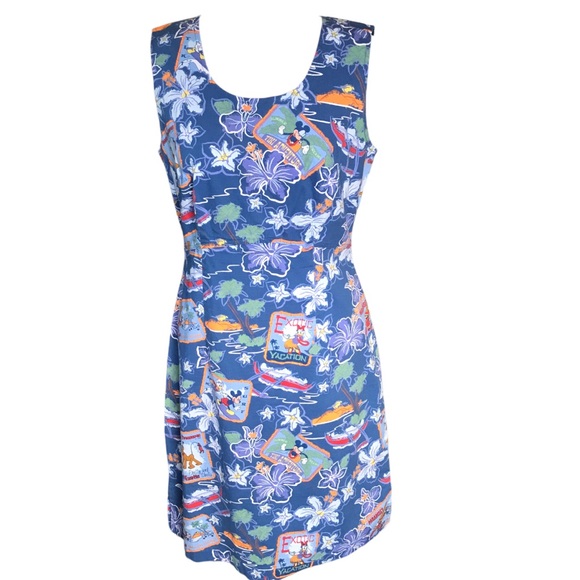 Womens Small Vintage Disney Store Sleeveless Hawaiian Knee Length Shift Dress - Picture 10 of 12